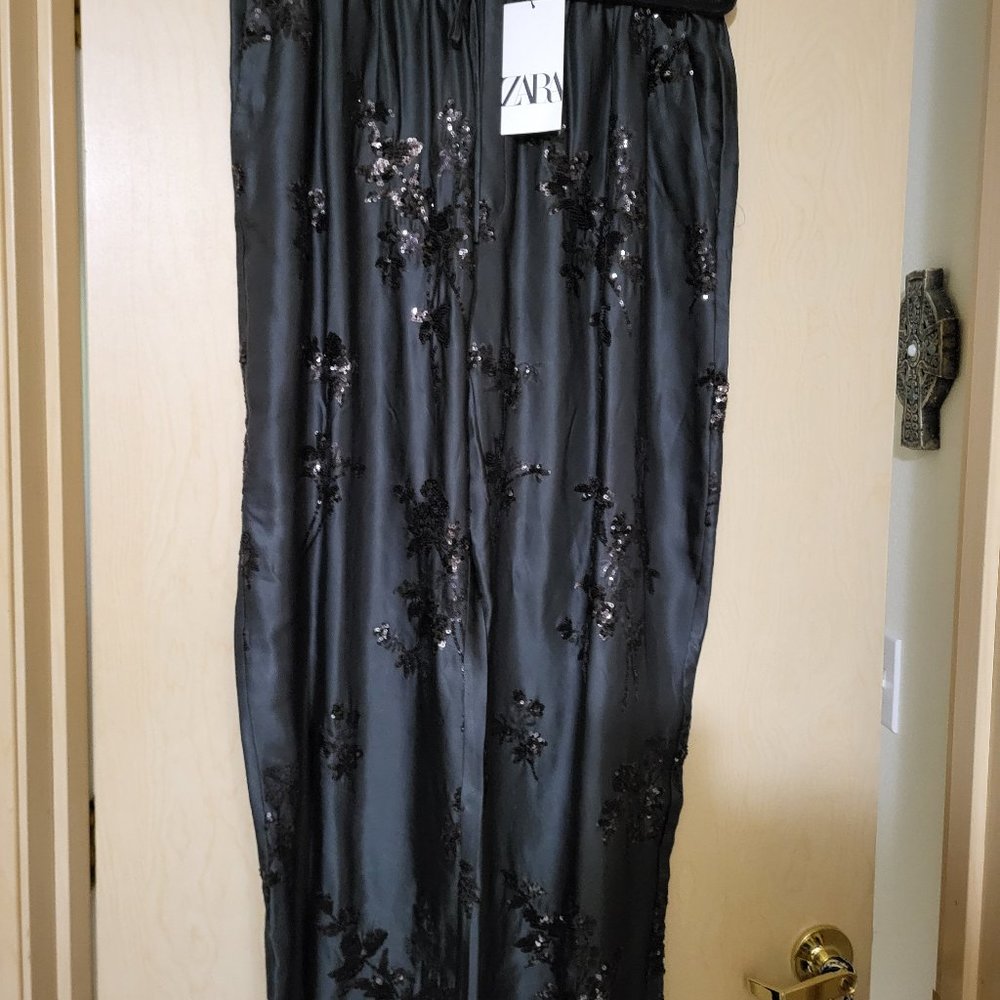 ZARA Satin Sequin Pants  NWT  Size XXL